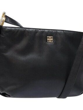 Authentic GIVENCHY Shoulder Bag Leather Black Gold